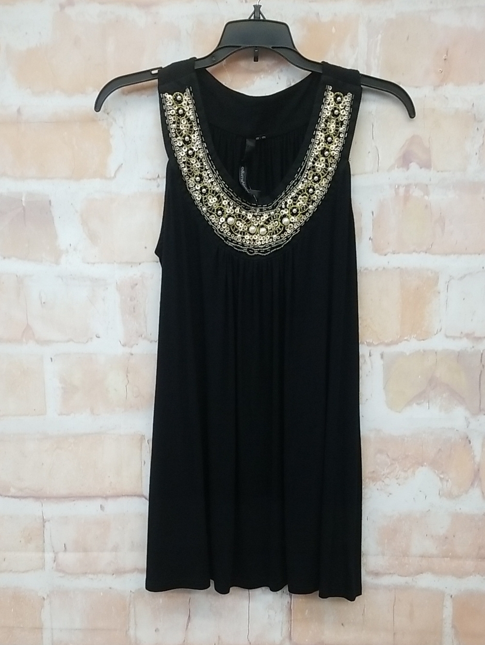 Ellumi Nation Embellished Black Sleeveless Women's Top